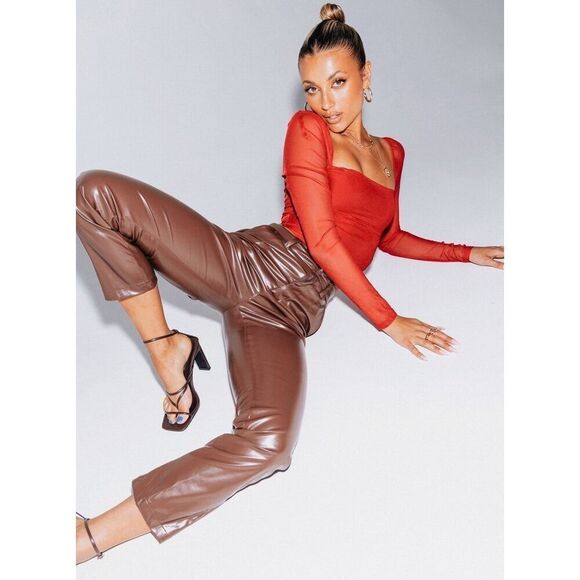 ✨Princess Polly LOVE LIES SZ 4 PANTS BROWN✨ - Picture 7 of 12
